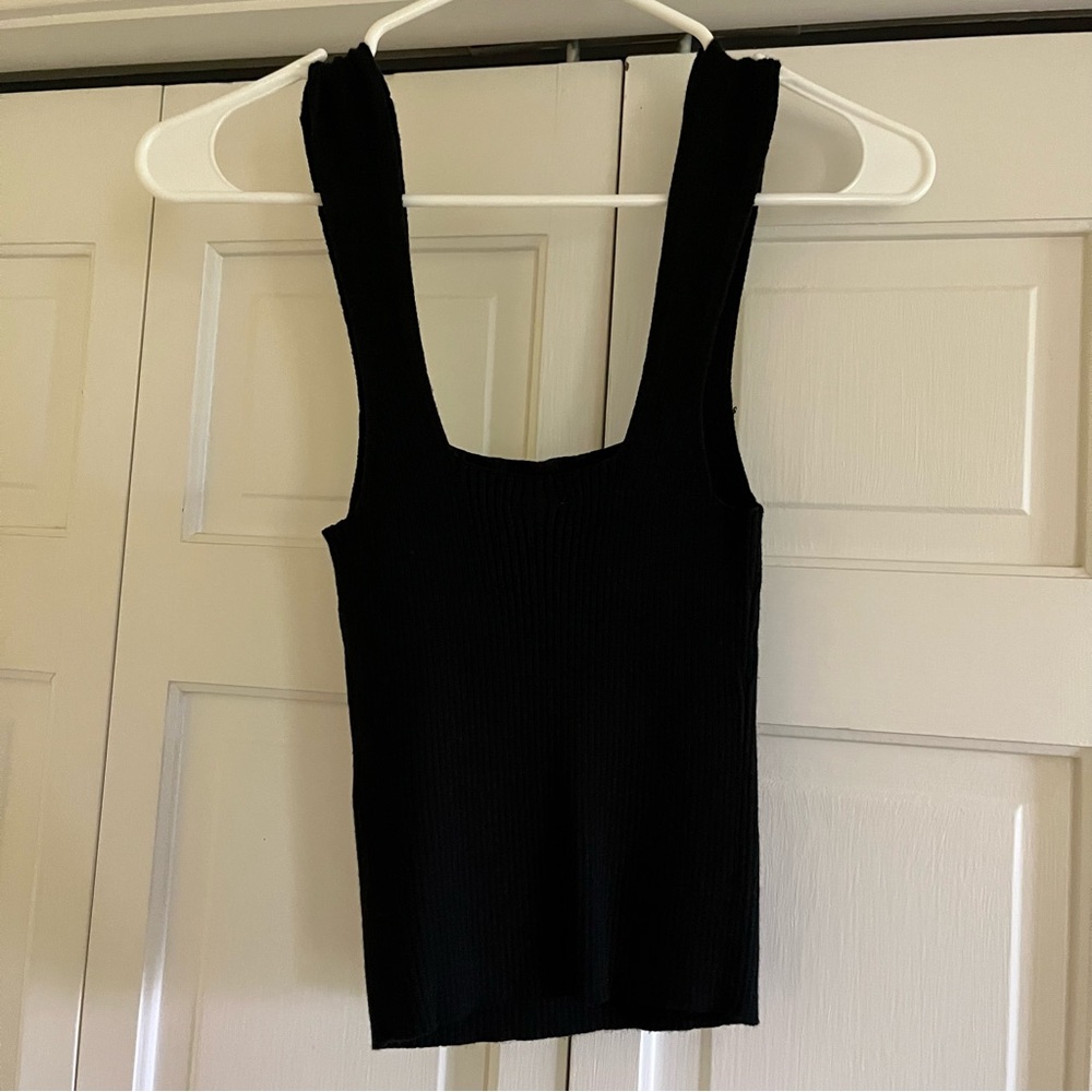 Abercrombie & Fitch - Ribbed Square neck Tank Top - Black - Size Small
